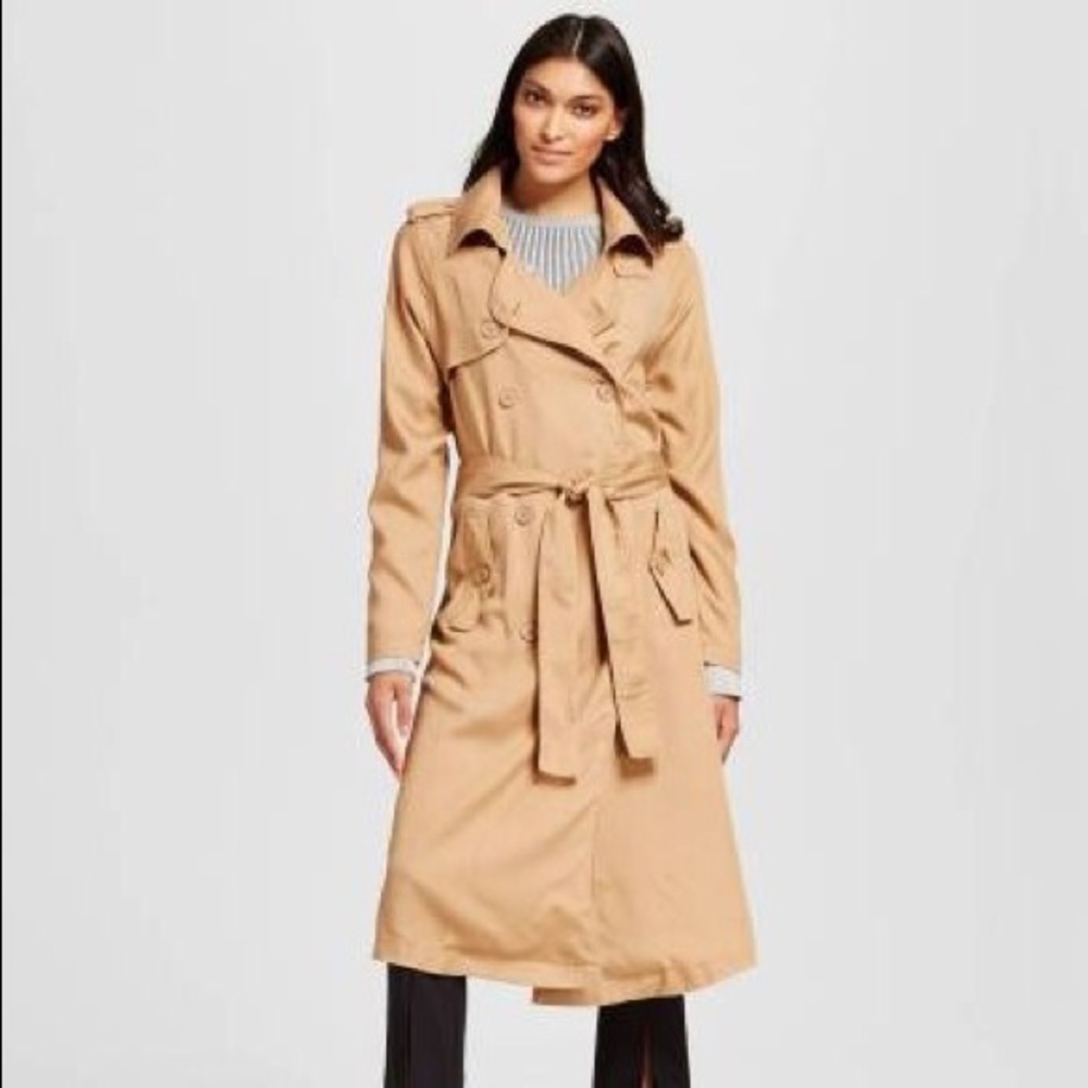 Long tan trench coat